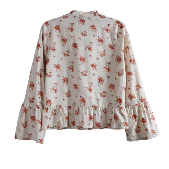 Roxy Floral Bell Sleeve Button-down Blouse - Picture 2 of 16